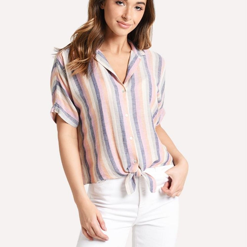 Rails Marley Top - Mandalay Stripe Linen Blend Bl… - image 3